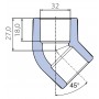 Угольник Ekoplastik 45° 32 мм